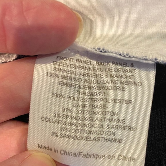 Tory Burch Navy Merino Peter Pan Collar Embroidered Sweater Office Petite S - Picture 15 of 16